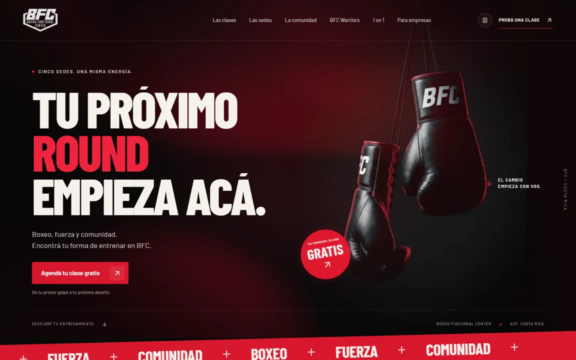 Portada del sitio de Boxing Functional Center, hecho por SAGE